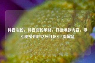 抖音涨粉，抖音涨粉策略，打造爆款内容，吸引更多用户亿乐社区SUP货源站