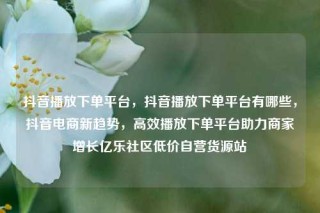 抖音播放下单平台，抖音播放下单平台有哪些，抖音电商新趋势，高效播放下单平台助力商家增长亿乐社区低价自营货源站
