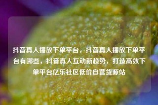 抖音真人播放下单平台，抖音真人播放下单平台有哪些，抖音真人互动新趋势，打造高效下单平台亿乐社区低价自营货源站