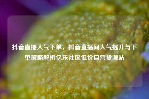 抖音直播人气下单，抖音直播间人气提升与下单策略解析亿乐社区低价自营货源站  第1张